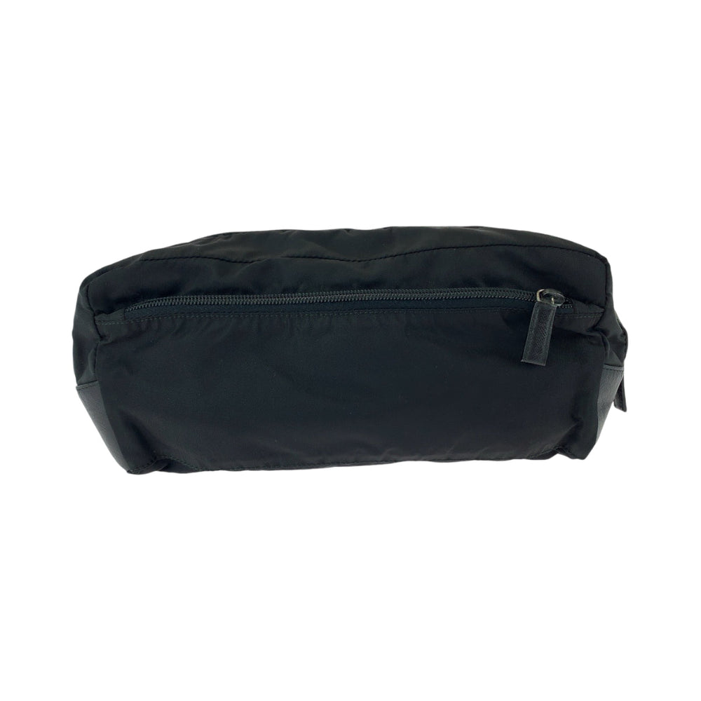 PRADA Clutch bag Nylon Black SilverMetal Clutch bag business bag pouch Test Triangle With logo mens Used Authentic