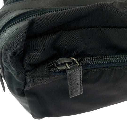 PRADA Clutch bag Nylon Black SilverMetal Clutch bag business bag pouch Test Triangle With logo mens Used Authentic