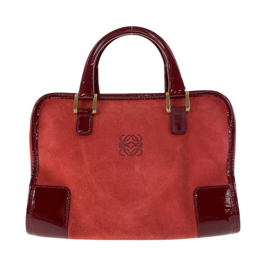 LOEWE Handbag Suede, Leather Red Gold Metal Handbags Mini Boston Duffel bag anagram Americana 28 Women Used Authentic