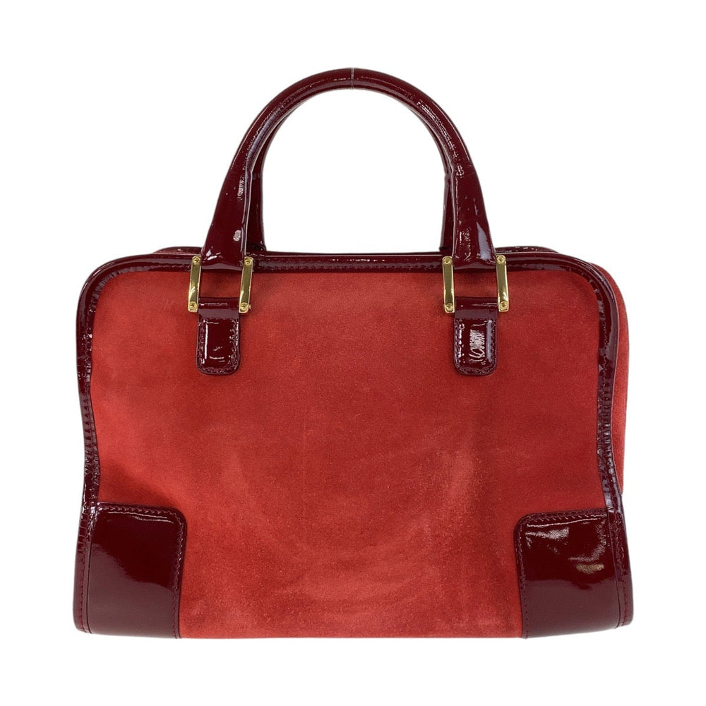 LOEWE Handbag Suede, Leather Red Gold Metal Handbags Mini Boston Duffel bag anagram Americana 28 Women Used Authentic
