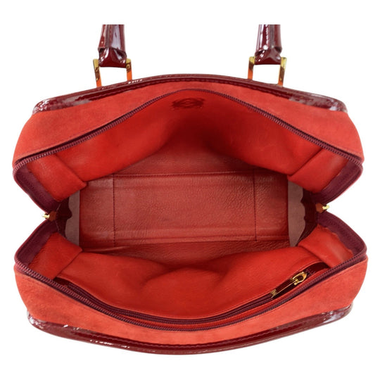 LOEWE Handbag Suede, Leather Red Gold Metal Handbags Mini Boston Duffel bag anagram Americana 28 Women Used Authentic