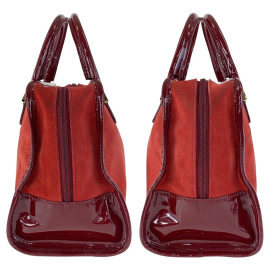 LOEWE Handbag Suede, Leather Red Gold Metal Handbags Mini Boston Duffel bag anagram Americana 28 Women Used Authentic