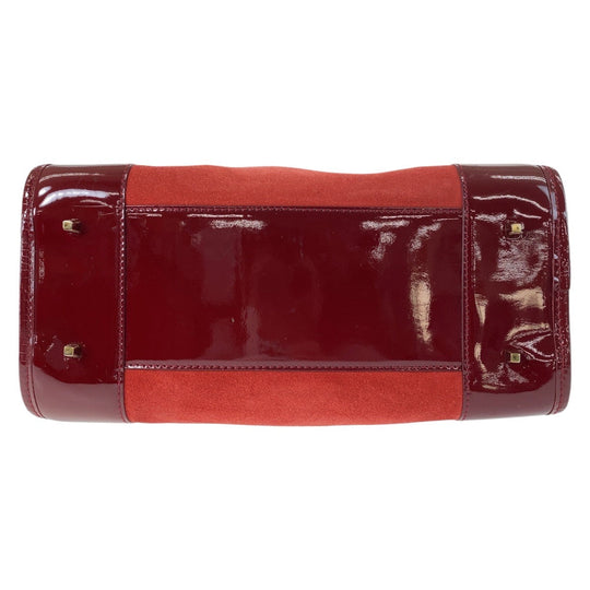 LOEWE Handbag Suede, Leather Red Gold Metal Handbags Mini Boston Duffel bag anagram Americana 28 Women Used Authentic
