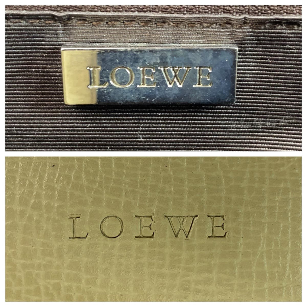 LOEWE Handbag leather Beige SilverMetal Handbag Shoulder Bag Women Used Authentic