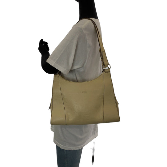 LOEWE Handbag leather Beige SilverMetal Handbag Shoulder Bag Women Used Authentic