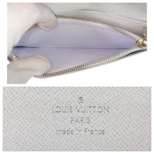 LOUIS VUITTON Long Wallet Purse M30298 PVC Antarctica White SilverMetal Long Wallet Purse Taigalama Portefeuille Braza mens Used Authentic