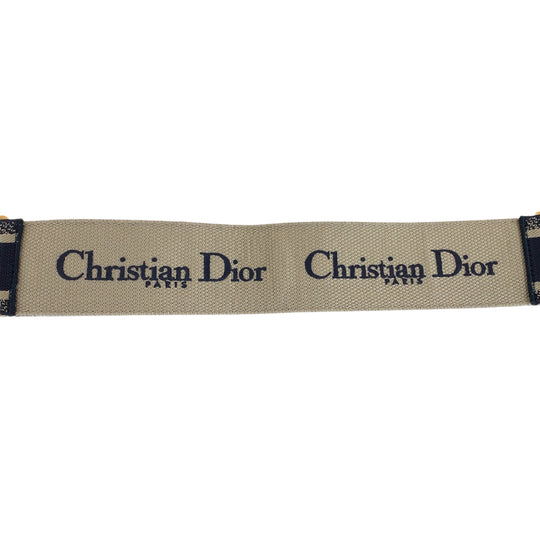 Dior belt 50 MA 0250 leather Black Navy Gold Metal belt Embroidery Women 70 Used Authentic