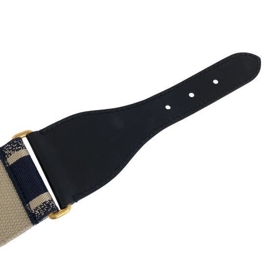 Dior belt 50 MA 0250 leather Black Navy Gold Metal belt Embroidery Women 70 Used Authentic