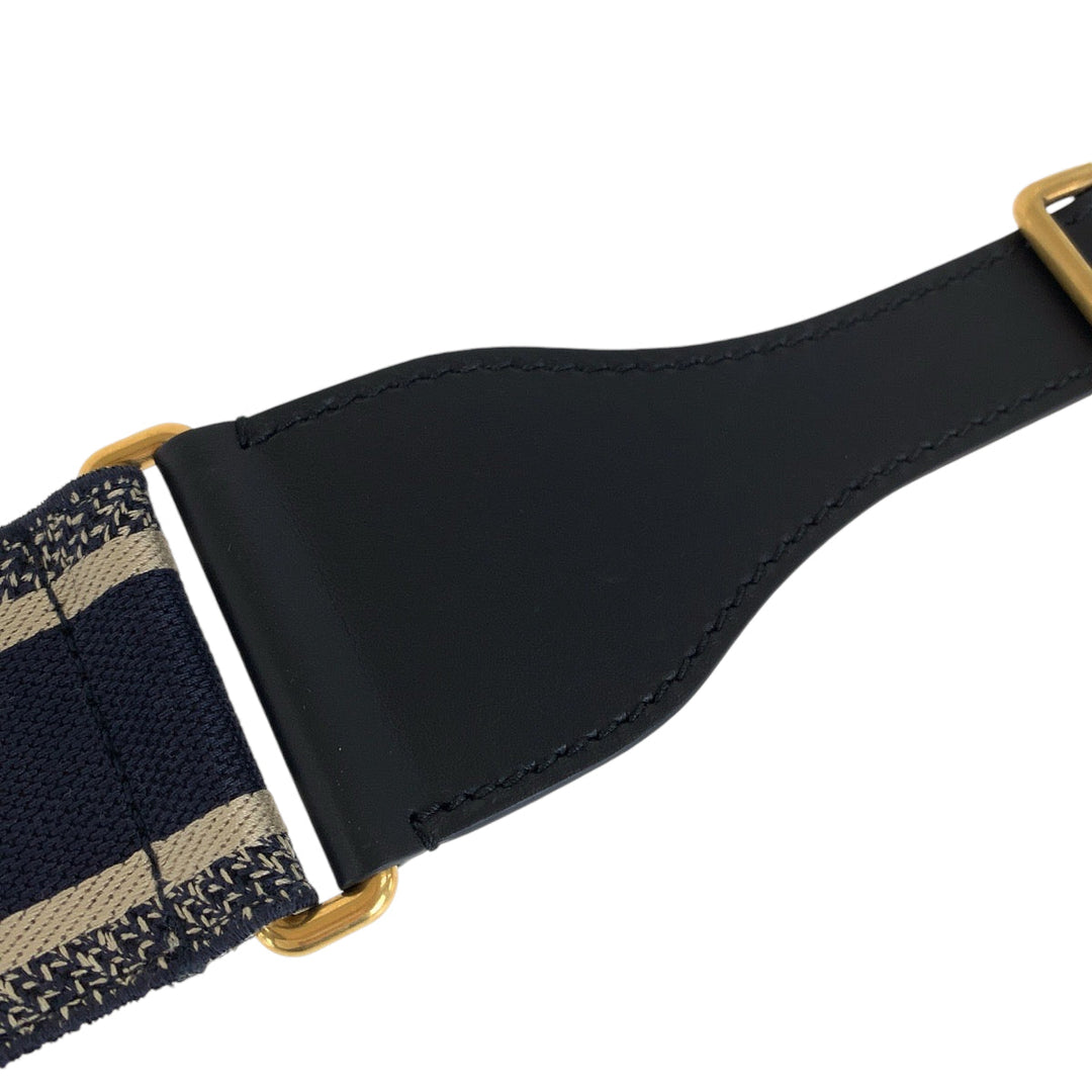 Dior belt 50 MA 0250 leather Black Navy Gold Metal belt Embroidery Women 70 Used Authentic