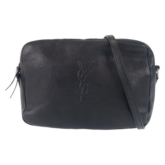 SAINT LAURENT PARIS Shoulder Bag leather Black SilverMetal Crossbody Shoulder Bag Pochette YSL Women Used Authentic