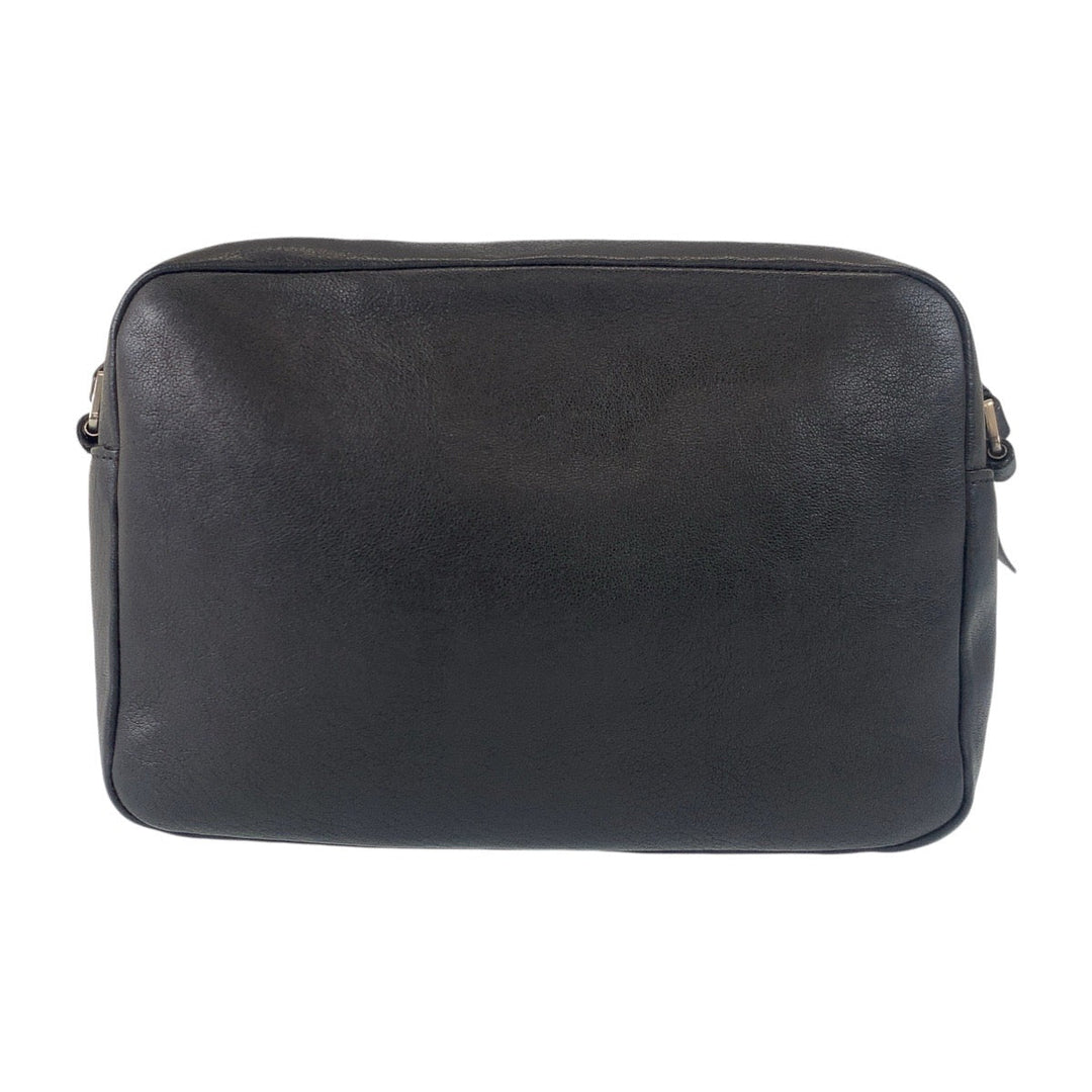 SAINT LAURENT PARIS Shoulder Bag leather Black SilverMetal Crossbody Shoulder Bag Pochette YSL Women Used Authentic