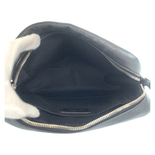 SAINT LAURENT PARIS Shoulder Bag leather Black SilverMetal Crossbody Shoulder Bag Pochette YSL Women Used Authentic