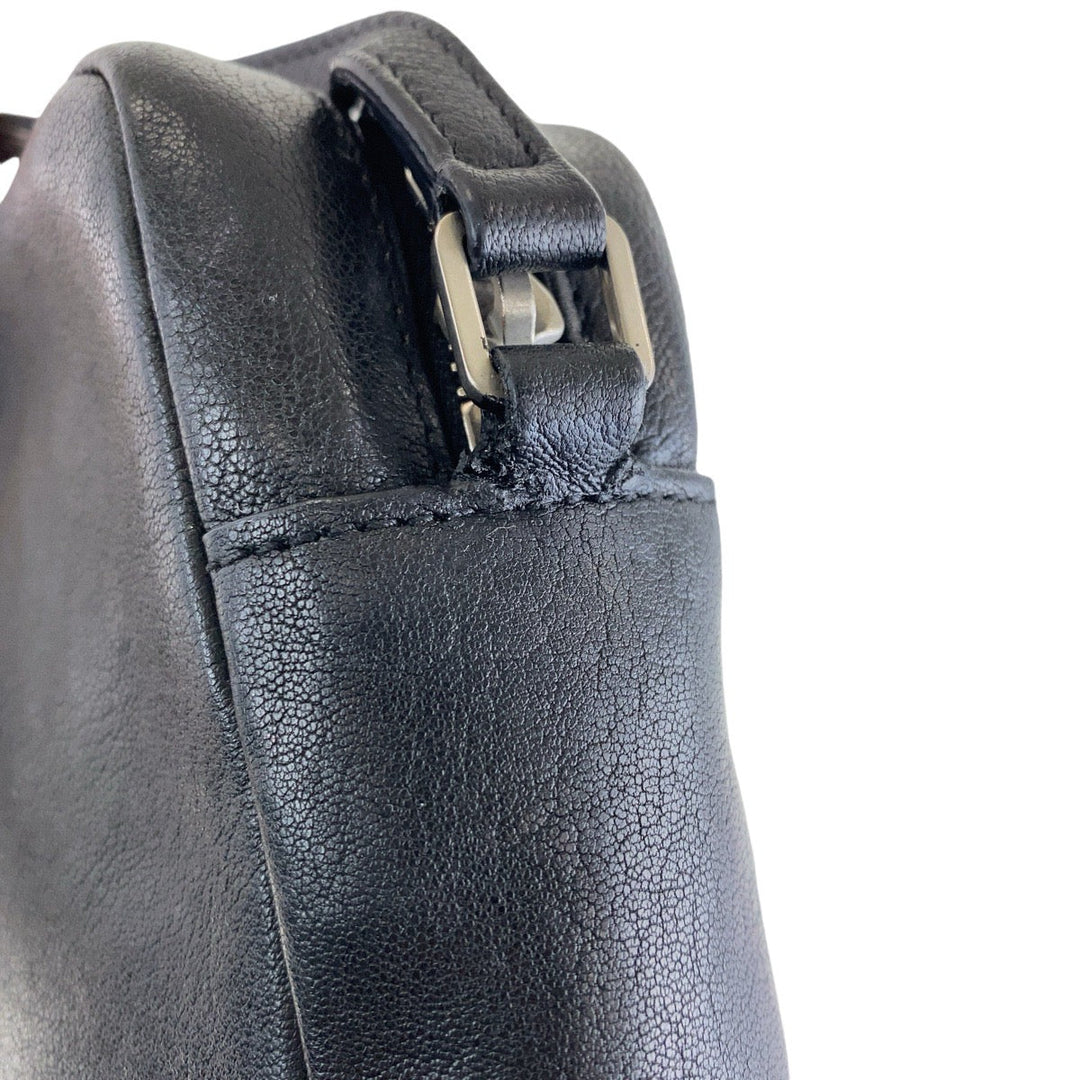 SAINT LAURENT PARIS Shoulder Bag leather Black SilverMetal Crossbody Shoulder Bag Pochette YSL Women Used Authentic