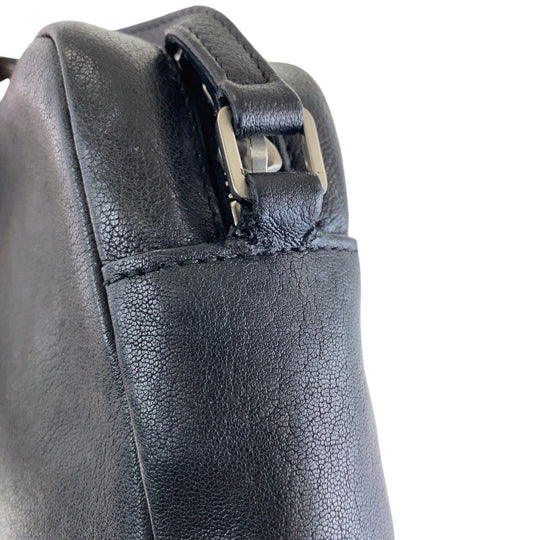 SAINT LAURENT PARIS Shoulder Bag leather Black SilverMetal Crossbody Shoulder Bag Pochette YSL Women Used Authentic