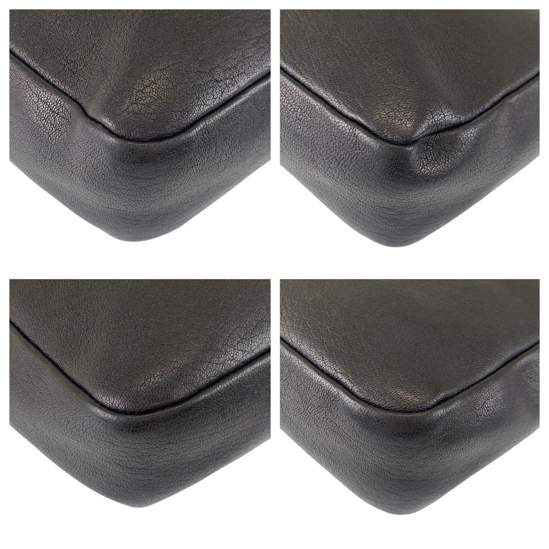 SAINT LAURENT PARIS Shoulder Bag leather Black SilverMetal Crossbody Shoulder Bag Pochette YSL Women Used Authentic