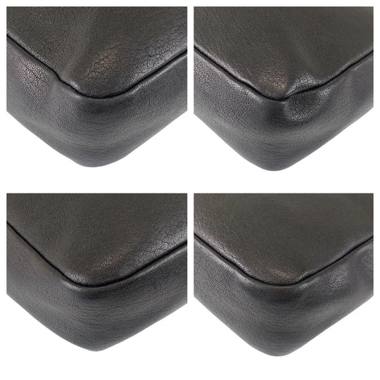 SAINT LAURENT PARIS Shoulder Bag leather Black SilverMetal Crossbody Shoulder Bag Pochette YSL Women Used Authentic