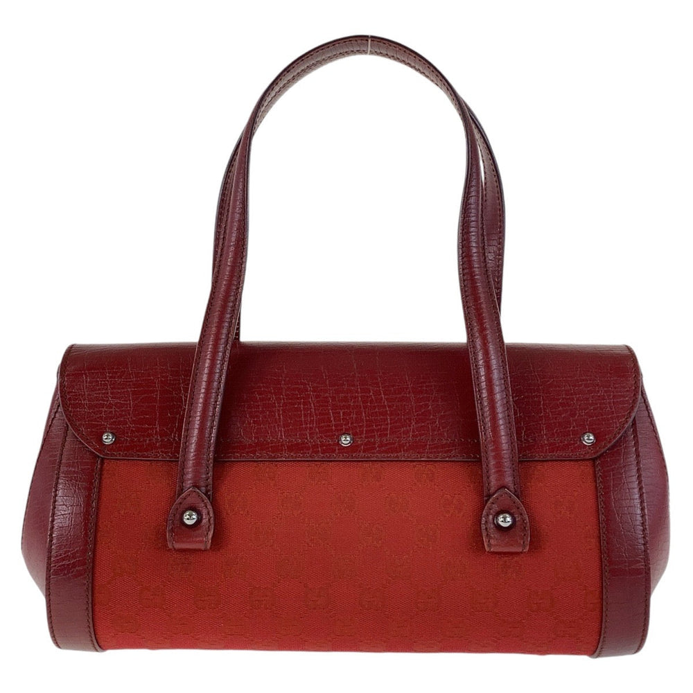 GUCCI Shoulder Bag 111713 GG canvas, leather Red Silver Metal Shoulder Bag Bamboo Women Used Authentic