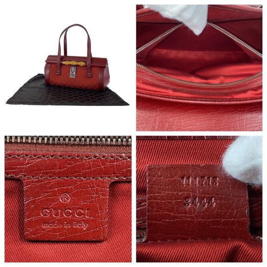 GUCCI Shoulder Bag 111713 GG canvas, leather Red Silver Metal Shoulder Bag Bamboo Women Used Authentic