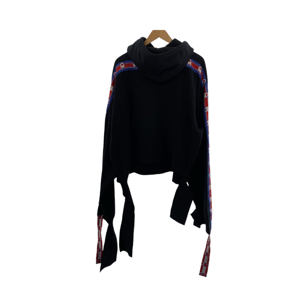 VETEMENTS Hoodie WSS17CH7 cotton Black Red Blue Hoodie Champion collaboration Cut-off Panel Logo Tape mens XS Used Authentic