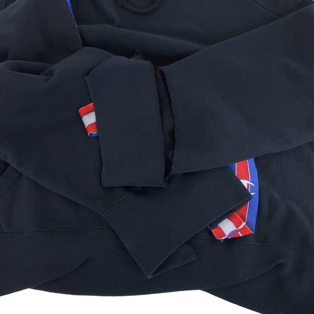 VETEMENTS Hoodie WSS17CH7 cotton Black Red Blue Hoodie Champion collaboration Cut-off Panel Logo Tape mens XS Used Authentic
