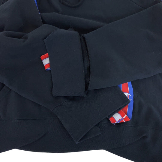 VETEMENTS Hoodie WSS17CH7 cotton Black Red Blue Hoodie Champion collaboration Cut-off Panel Logo Tape mens XS Used Authentic