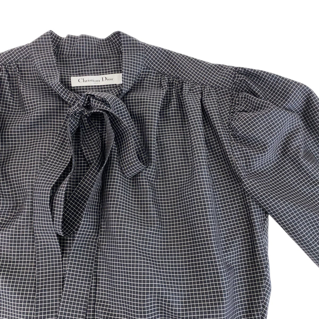 Dior Short sleeve shirt 951B09A6028 silk black Short sleeve shirts, 3/4 sleeve shirts Bee embroidered bow tie Women 38 Used Authentic