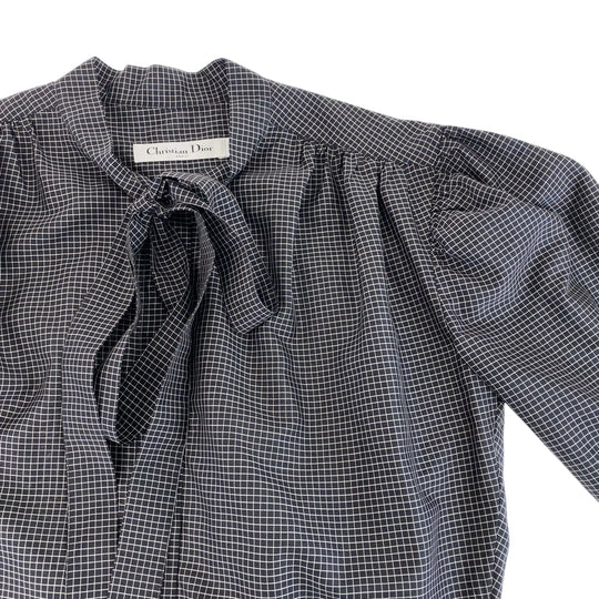 Dior Short sleeve shirt 951B09A6028 silk black Short sleeve shirts, 3/4 sleeve shirts Bee embroidered bow tie Women 38 Used Authentic