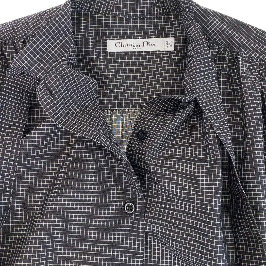 Dior Short sleeve shirt 951B09A6028 silk black Short sleeve shirts, 3/4 sleeve shirts Bee embroidered bow tie Women 38 Used Authentic
