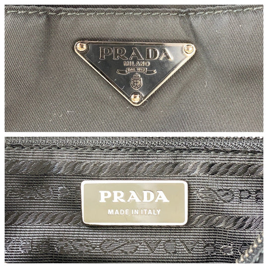 PRADA Business bag Nylon, Leather Black Gunmetal Business bag Briefcase 2way Test Triangle With logo mens Used Authentic