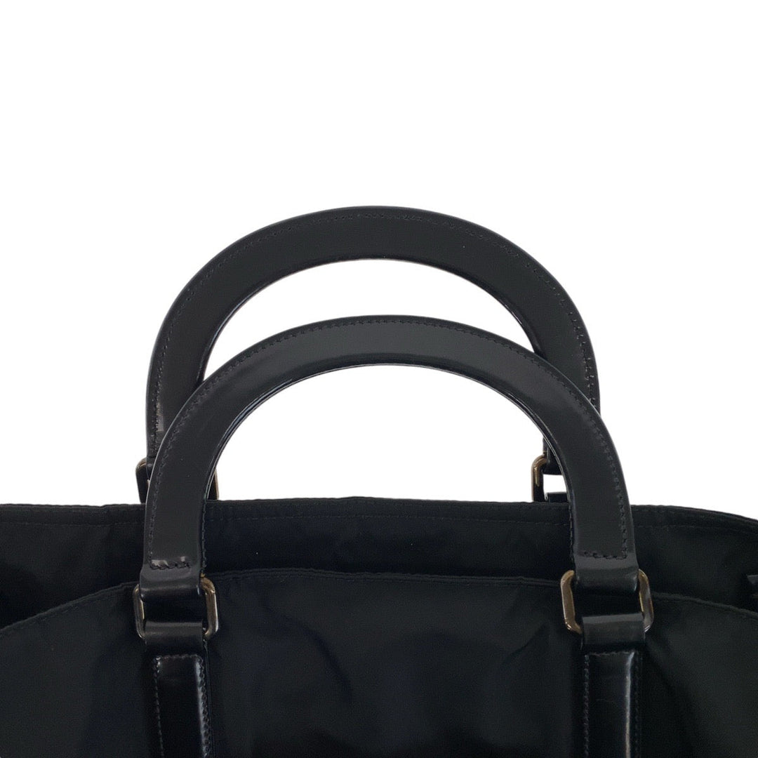 PRADA Business bag Nylon, Leather Black Gunmetal Business bag Briefcase 2way Test Triangle With logo mens Used Authentic