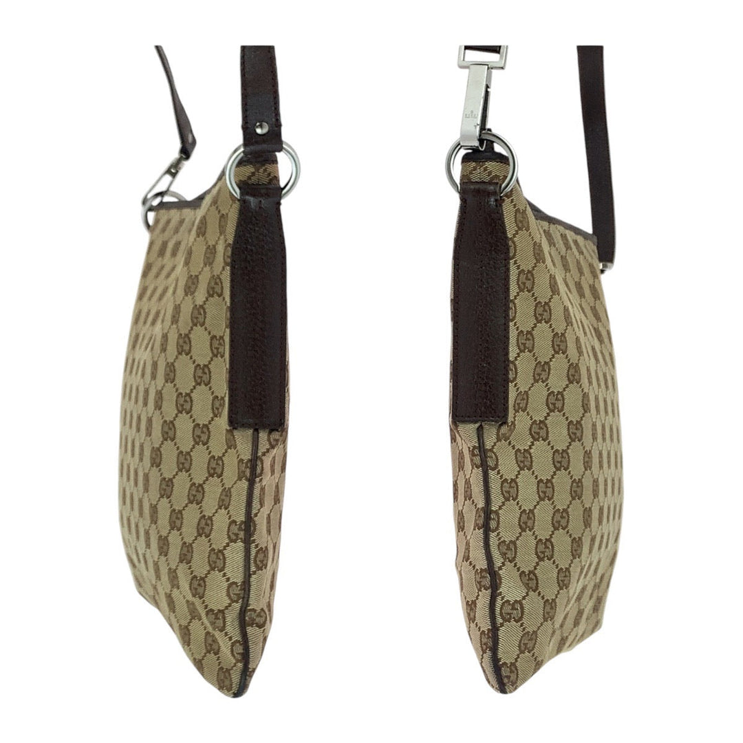GUCCI Shoulder Bag 113013 GG canvas Beige SilverMetal Crossbody Shoulder Bag Women Used Authentic