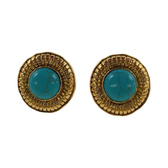 CHANEL Earring Metal, Natural Stone Blue Turquoise Women Used Authentic