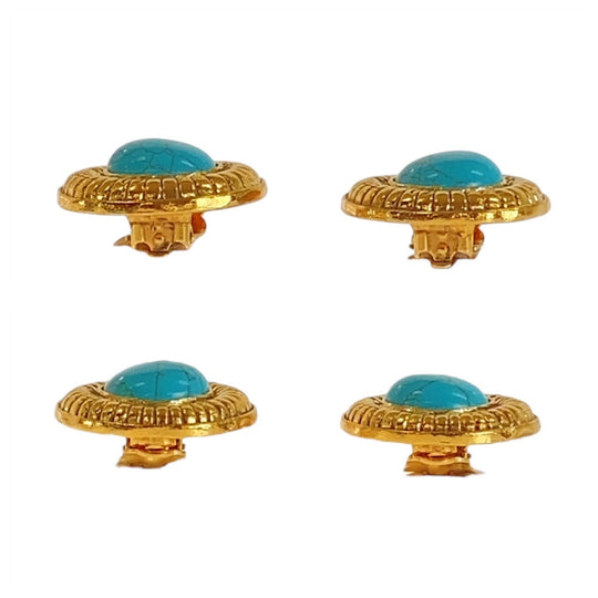 CHANEL Earring Metal, Natural Stone Blue Turquoise Women Used Authentic