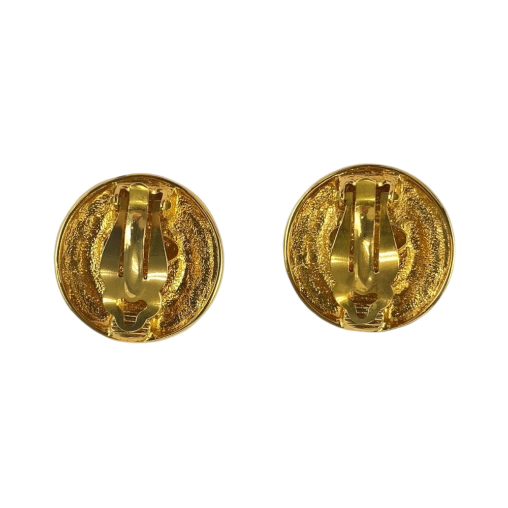 CHANEL Earring Metal, Glass Red gold Gripoa Women Used Authentic