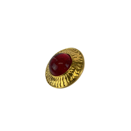 CHANEL Earring Metal, Glass Red gold Gripoa Women Used Authentic