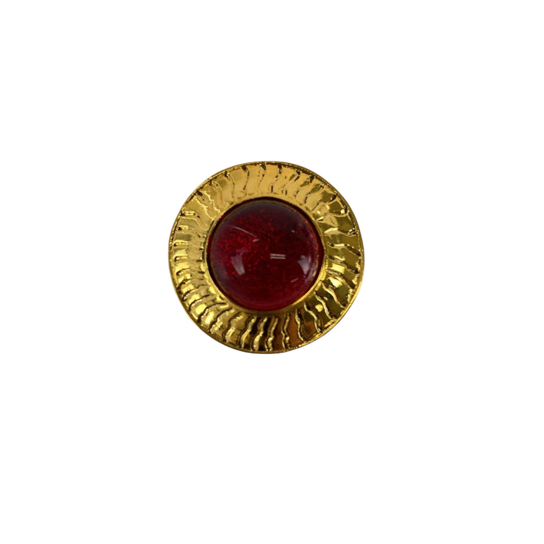 CHANEL Earring Metal, Glass Red gold Gripoa Women Used Authentic