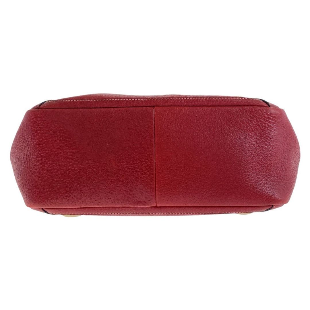 GUCCI Tote Bag 130739 Leather, GG canvas Red Gold Metal Tote Bag handbag Abbey Women Used Authentic