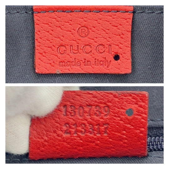 GUCCI Tote Bag 130739 Leather, GG canvas Red Gold Metal Tote Bag handbag Abbey Women Used Authentic