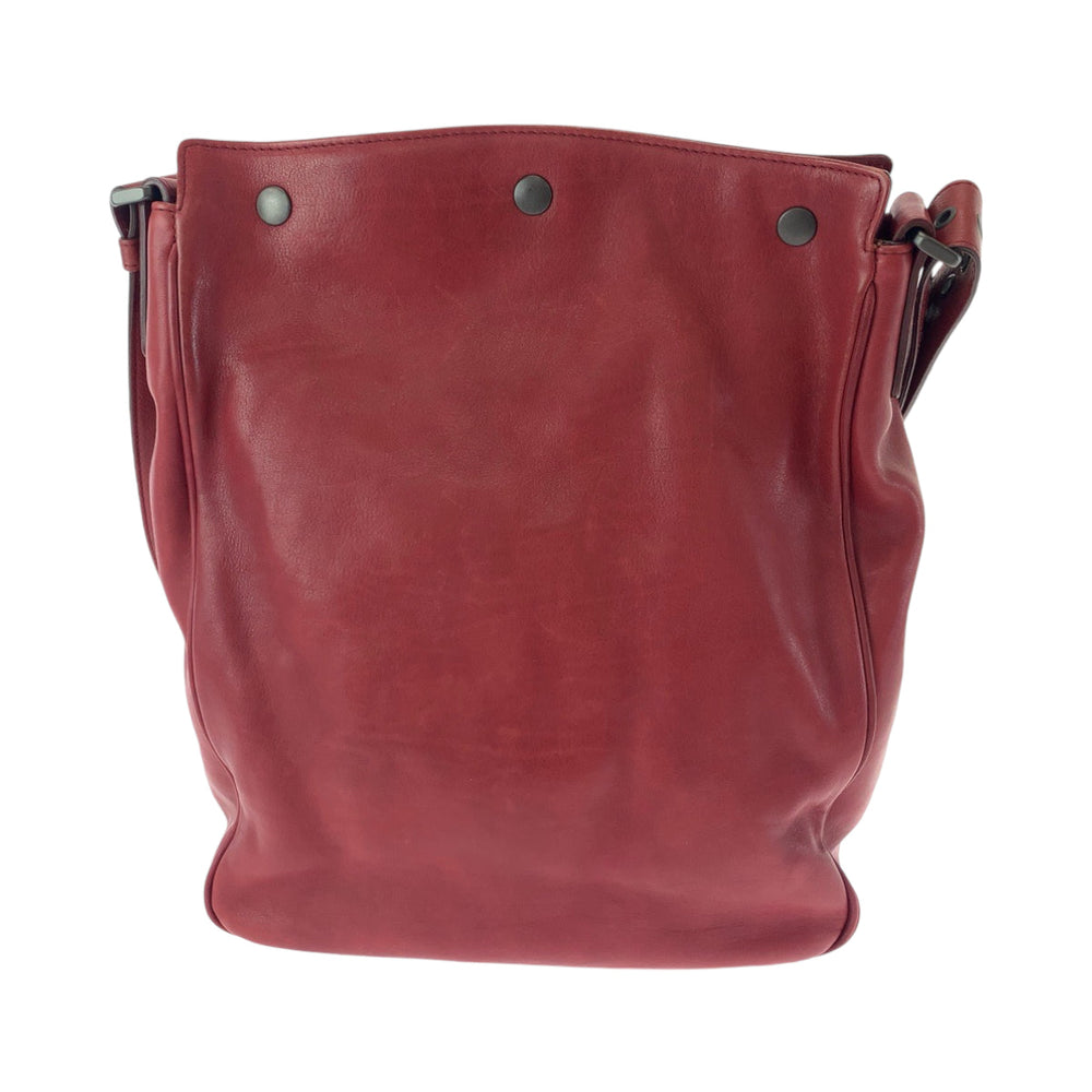 BOTTEGAVENETA Shoulder Bag leather Red Silver Metal Shoulder Bag Messenger bag INTRECCIATO mens Used Authentic