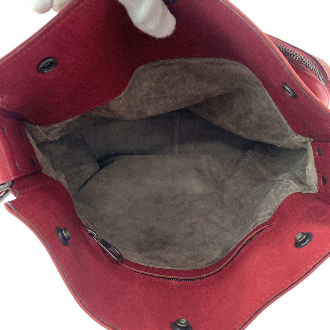 BOTTEGAVENETA Shoulder Bag leather Red Silver Metal Shoulder Bag Messenger bag INTRECCIATO mens Used Authentic