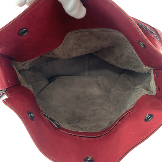 BOTTEGAVENETA Shoulder Bag leather Red Silver Metal Shoulder Bag Messenger bag INTRECCIATO mens Used Authentic