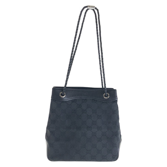 GUCCI Tote Bag GG canvas Black SilverMetal Tote Bag Shoulder Bag Women Used Authentic