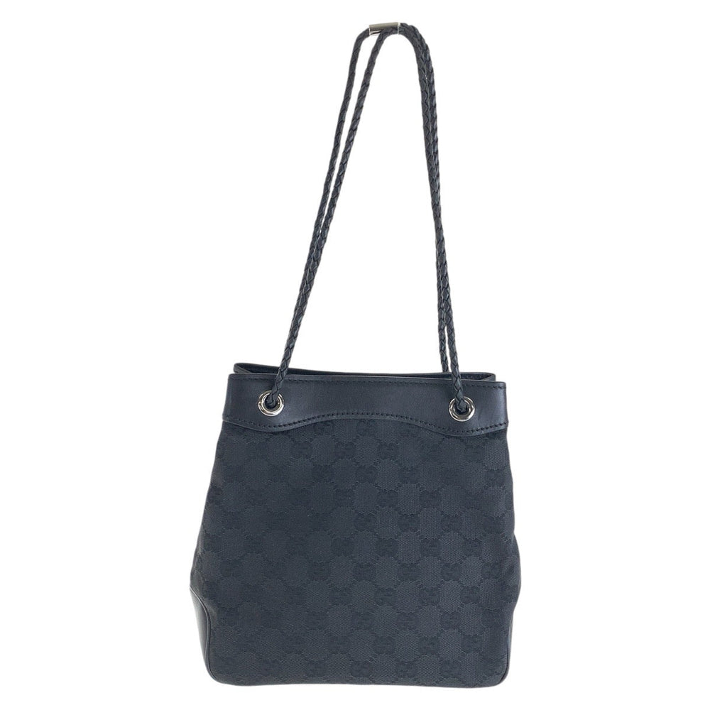 GUCCI Tote Bag GG canvas Black SilverMetal Tote Bag Shoulder Bag Women Used Authentic