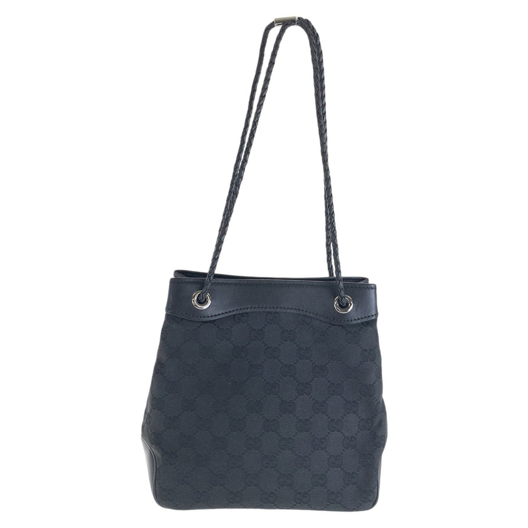 GUCCI Tote Bag GG canvas Black SilverMetal Tote Bag Shoulder Bag Women Used Authentic