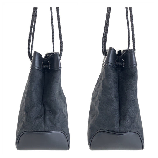 GUCCI Tote Bag GG canvas Black SilverMetal Tote Bag Shoulder Bag Women Used Authentic
