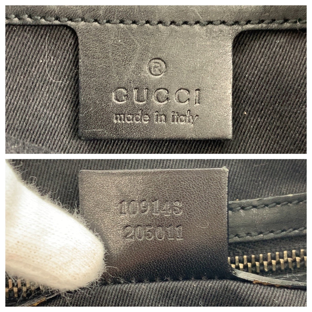 GUCCI Tote Bag GG canvas Black SilverMetal Tote Bag Shoulder Bag Women Used Authentic
