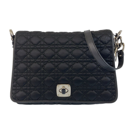 Dior Shoulder Bag Nylon Black SilverMetal Crossbody Shoulder Bag Messenger Bag Canage Women Used Authentic