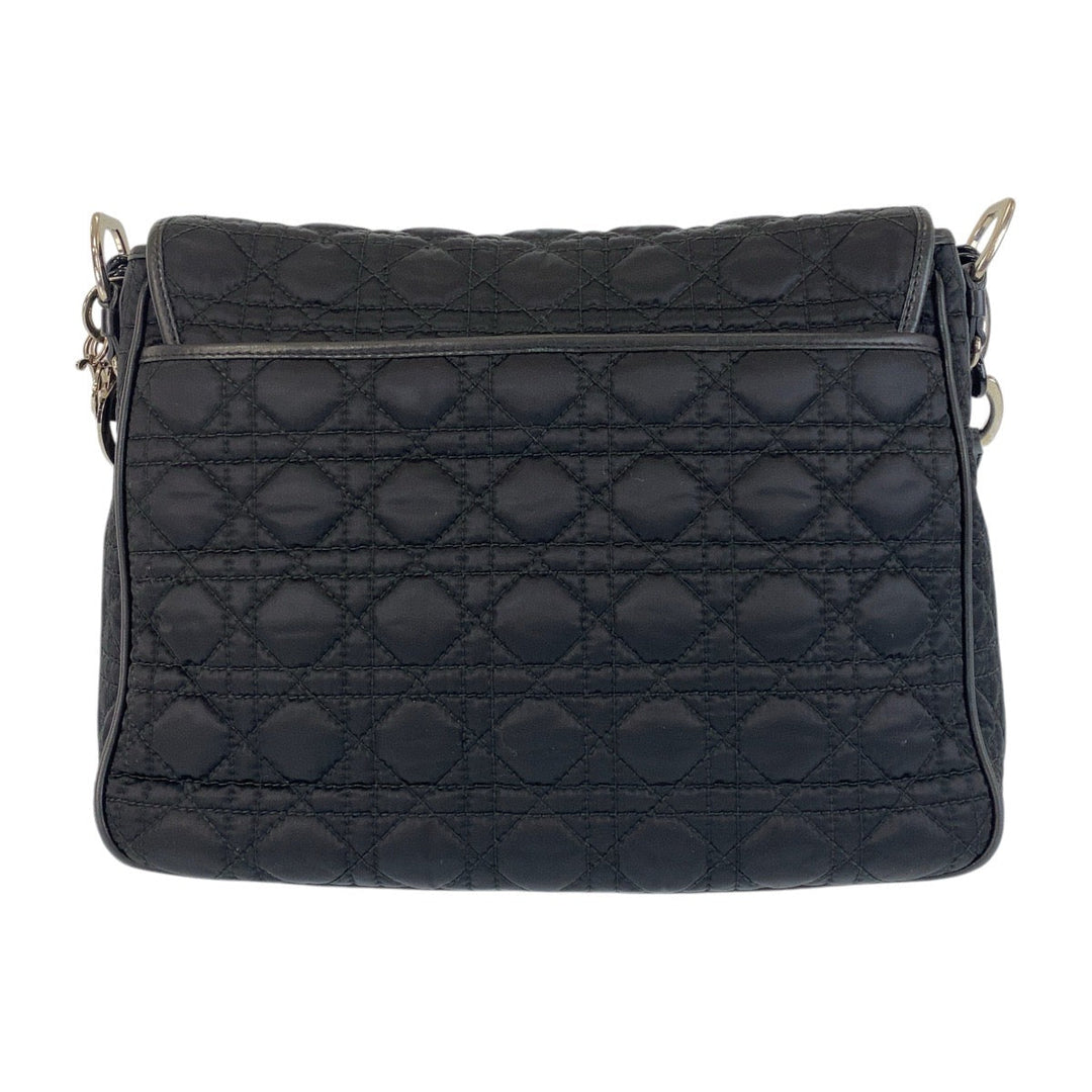 Dior Shoulder Bag Nylon Black SilverMetal Crossbody Shoulder Bag Messenger Bag Canage Women Used Authentic