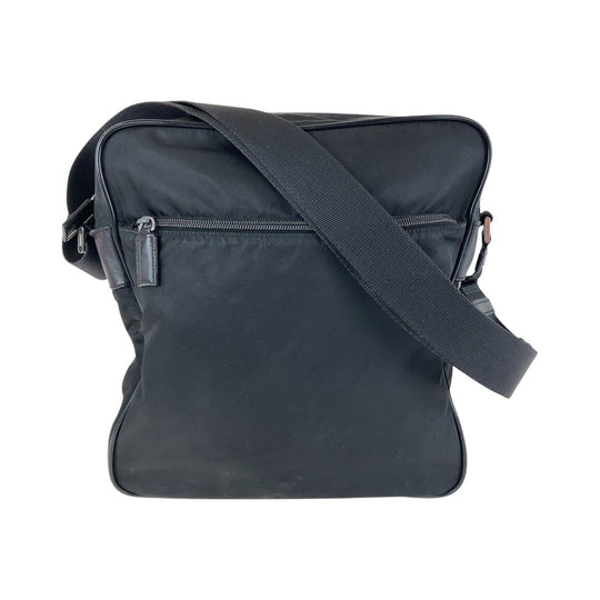 PRADA Shoulder Bag Nylon Black SilverMetal Crossbody Shoulder Bag Messenger Bag Test Triangle With logo mens Used Authentic