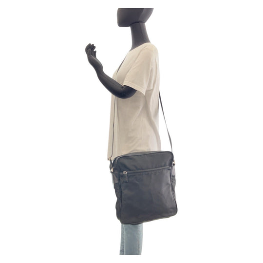 PRADA Shoulder Bag Nylon Black SilverMetal Crossbody Shoulder Bag Messenger Bag Test Triangle With logo mens Used Authentic